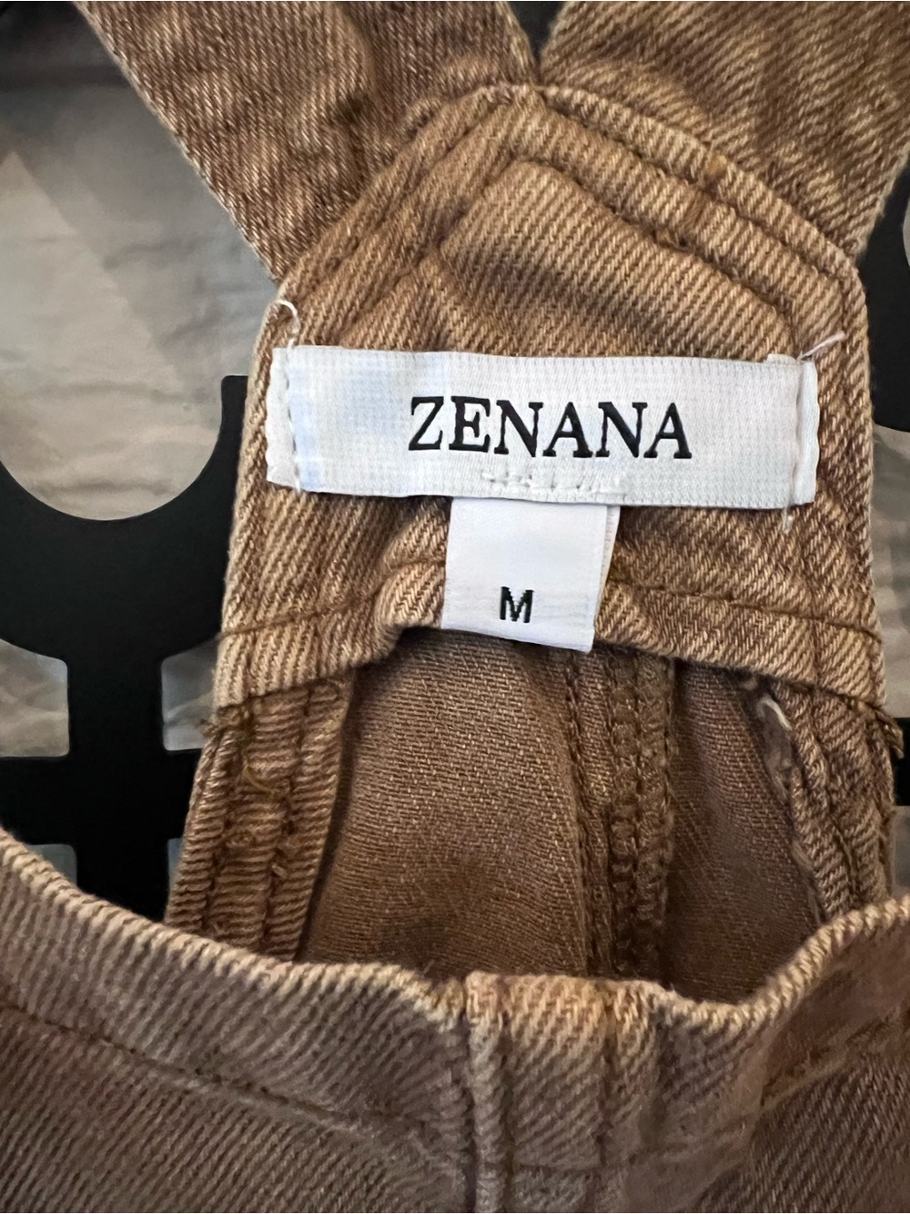 Zenana Outfitters Deep Camel Wide-Leg Women's Overalls knitted strap - Picture 11 of 11